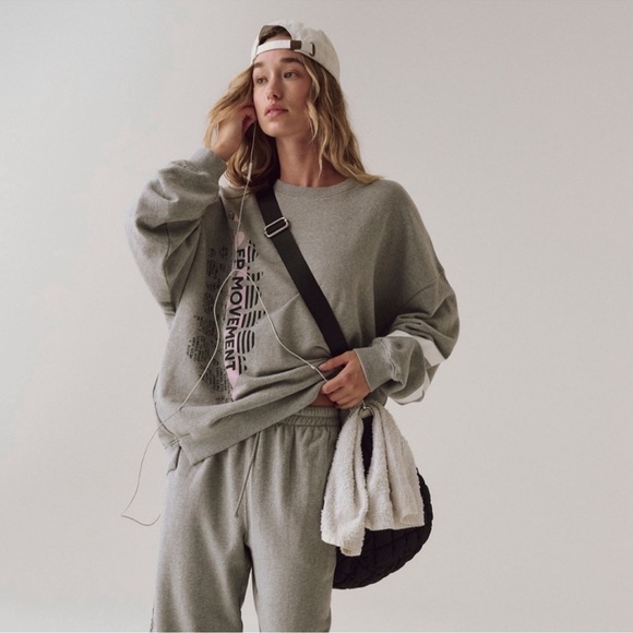 Free People Tops - FREE PEOPLE FP MOVEMENT All Star Buti Logo Pullover Gray Crewneck Sweatshirt